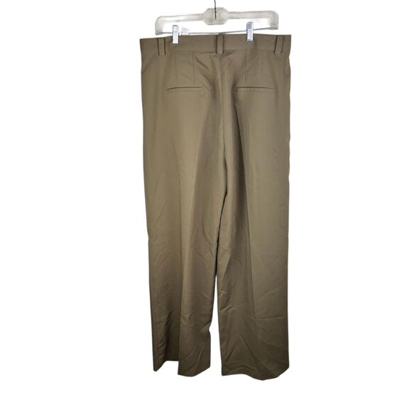 ZARA NEW WOMAN HIGHWAIST WIDE-LEG PLEATED TROUSERS PANT Green XL - Picture 2 of 4